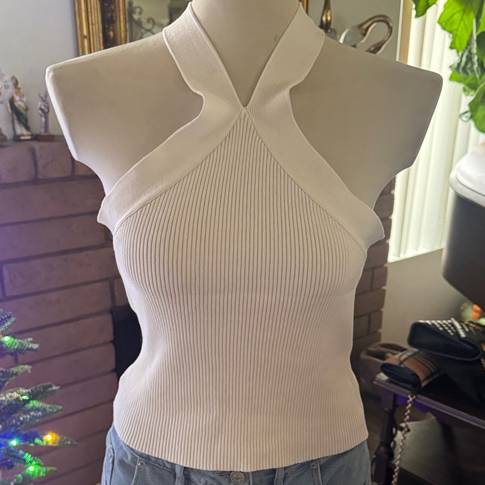 Double Zero Cream Halter Tank Top